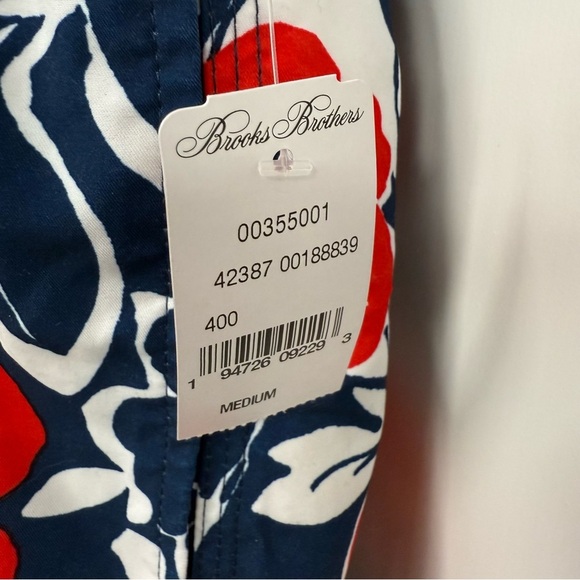 NWT Brooks Brothers Men's Hawaiian Floral Swim Trunks Swimsuit Shorts Red Blue - Picture 4 of 12